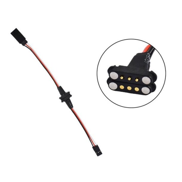 Magnetisk 3-polet stik med ledning og servo-stik, han + hun