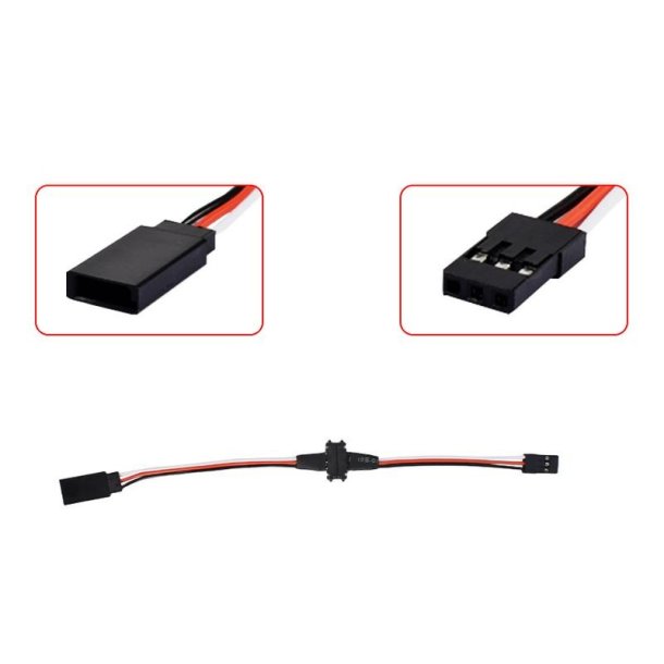 Magnetisk 3-polet stik med ledning og servo-stik, han + hun