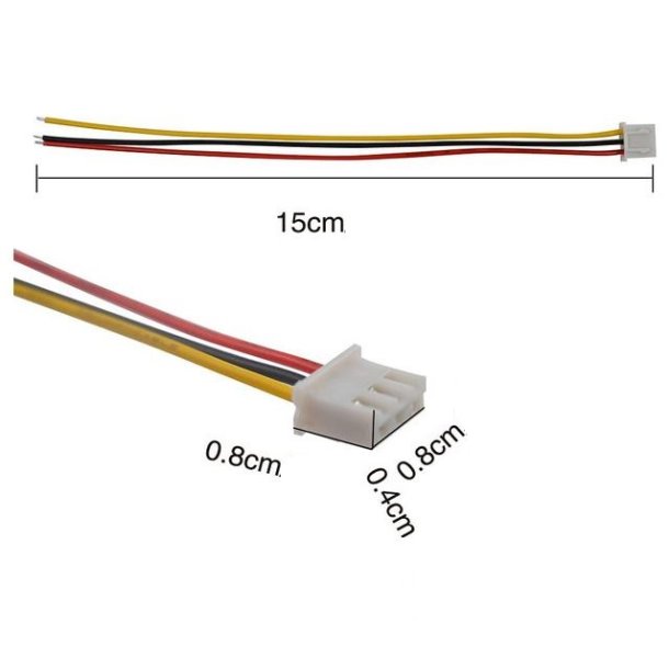 Micro JST-XH 2,54 mm 3-pin han-stik + hun-stik med kabler, 15 cm