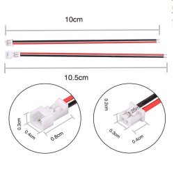 Micro JST-GH 1,25 mm 2-pin han-stik + hun-stik med kabler, 10 cm