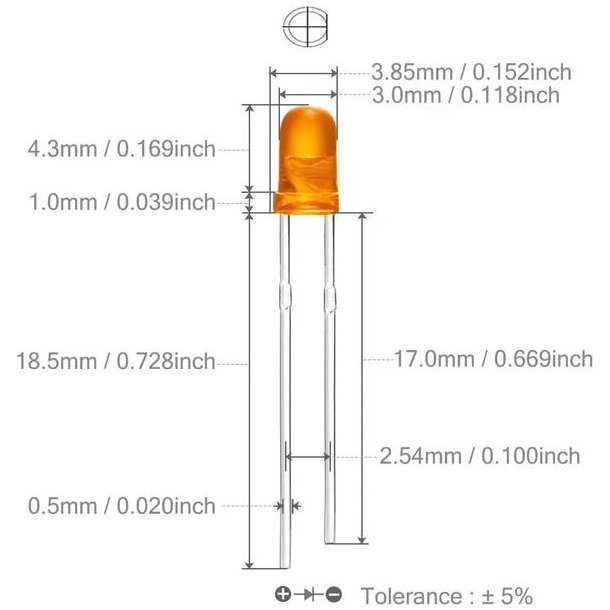 LED 3 mm, orange