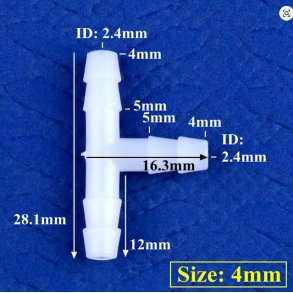 T-forbindelse til slange, 4 mm