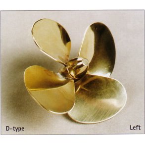 4-bladet skibsskrue, messing, 25 mm hjre M2