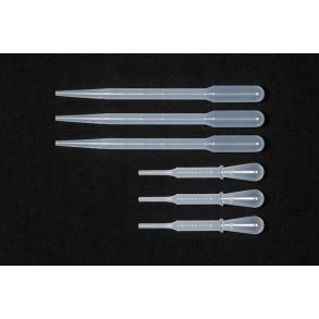 Pipetter, st med 3 sm og 3 store