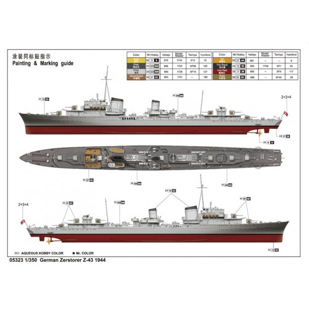 German Zerst&ouml;rer Z-43, 1944, skala 1/350