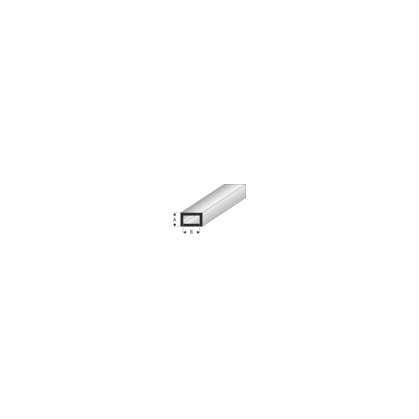 Styrenprofil hvid, rektangulert r&oslash;r 2,0 x 4,0 mm