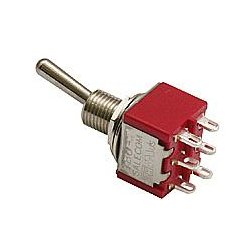 Vippekontakt, 2 poler, ON-ON, 6,5 mm