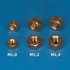 Messing møtrik - M1,6 mm, 20 stk.
