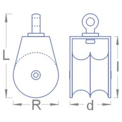 Blok, dobbelt, med drejeje, 5,9 x 3,0 mm. 4 stk.