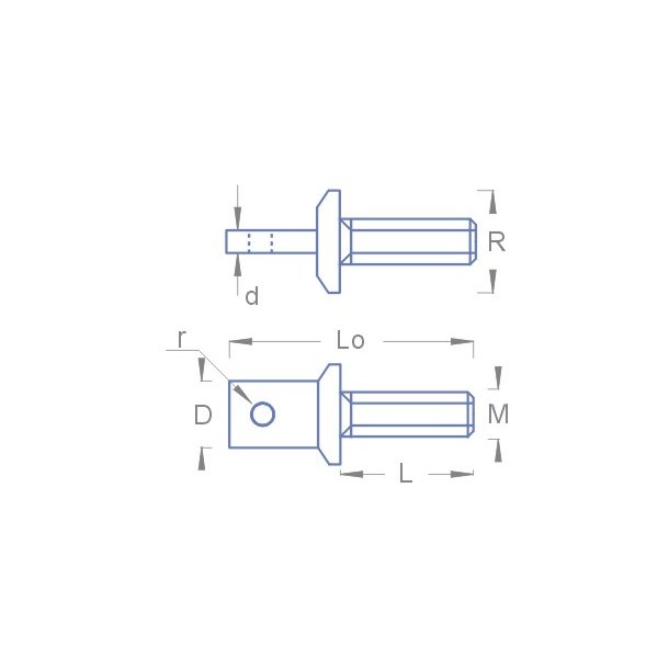 Fladt je med gevind, M2 x 11 mm, 10 stk.