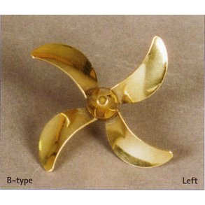 4-bladet skibsskrue, messing, 65 mm hjre M4