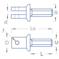Dobbelt je med gevind, M2 x 11 mm, 10 stk.