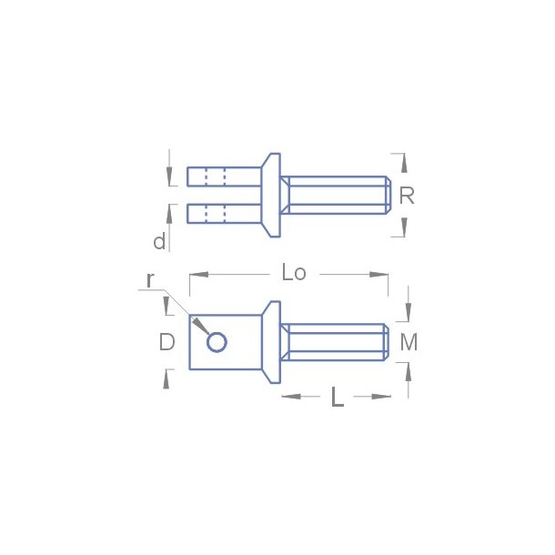 Dobbelt je med gevind, M2 x 11 mm, 10 stk.