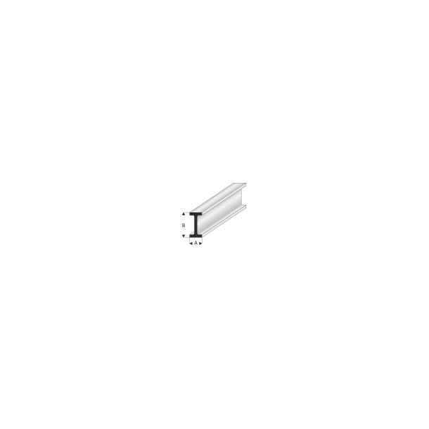 Styrenprofil hvid, I-bj&aelig;lke 2,0x4,0 mm
