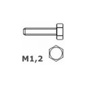 Bolt i messing, sekskanthoved, M1,2 x 3 mm, 20 stk.