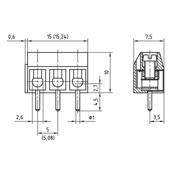 Tilslutningsklemme 1.5 mm , 4 porte