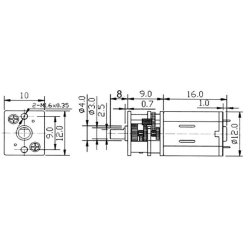 Micromotor med gearing, 6 V, 30 RPM