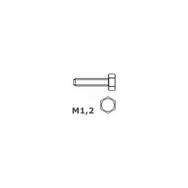 Bolt i messing, sekskanthoved, M1,2 x 5 mm, 20 stk.