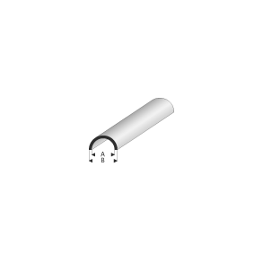 Styrenprofil hvid, halvrund hul Ø3,0/ø1,5 mm