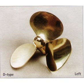 3-bladet skibsskrue, messing, 45 mm hjre 3/16 tomme