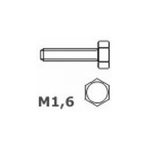 Bolt i messing, sekskanthoved, M1,6 x 3 mm, 20 stk.