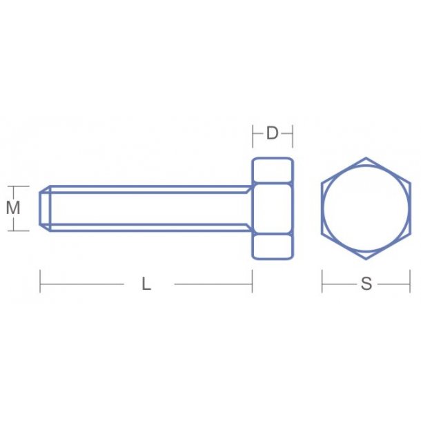 Bolt i messing, sekskanthoved, M1,6 x 4 mm, 20 stk.