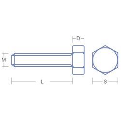 Bolt i messing, sekskanthoved, M1,6 x 5 mm, 20 stk.