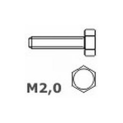 Bolt i messing, sekskanthoved, M2,0 x 5 mm, 20 stk.