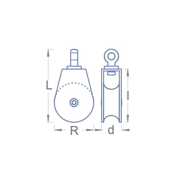 Blok med drejeje, 7,0 x 3,0 mm. 1 stk.