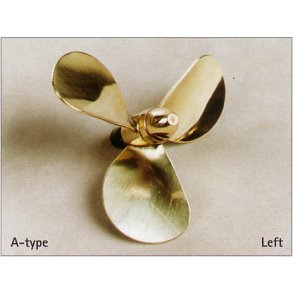 3-bladet skibsskrue, messing, 25 mm venstre M2