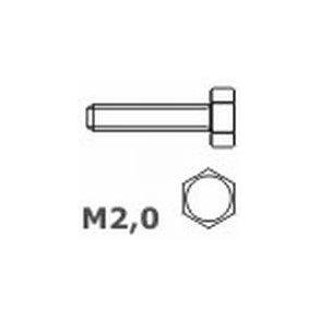 Bolt i messing, sekskanthoved, M2,0 x 8 mm, 20 stk.