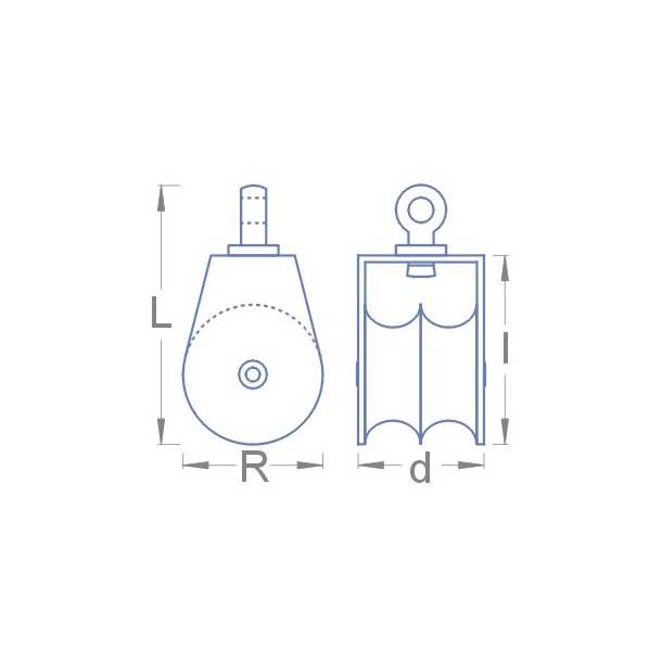 Blok, dobbelt med drejeje, 4,5 x 2,5 mm