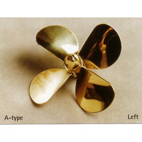 4-bladet skibsskrue, messing, 35 mm venstre M4