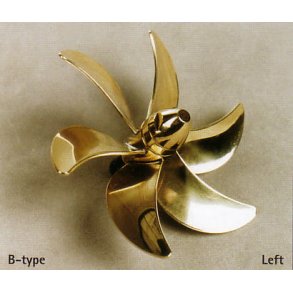 6-bladet skibsskrue, messing, 70 mm venstre M4