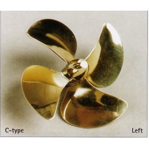 4-bladet skibsskrue, messing, 45 mm venstre M4
