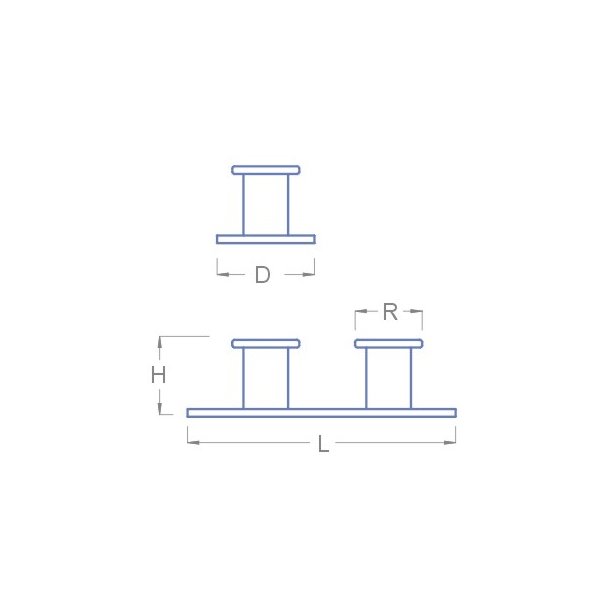 Pullert, dobbelt, 28 x 10 mm. 1 stk.