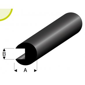 Fenderliste af gummi, 4 x 1 x 2000 mm
