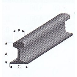 Styrenprofil koksgr, jernbaneskinne, skala (H0)