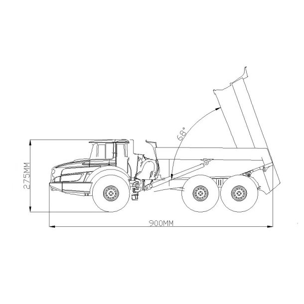 Volvo dumper, fabriksmalet gul