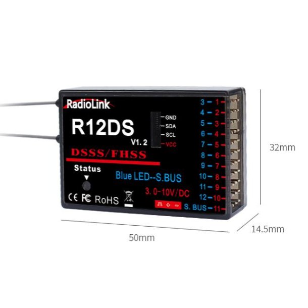 R12DS 12-kanals modtager 2,4 GHz