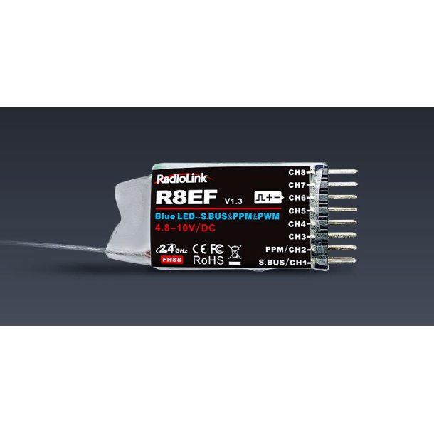 R8EF 8-kanals modtager 2,4 GHz