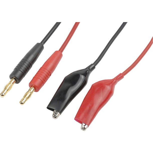 Ladekabel med �4 mm bananstik og krokodillen�b, 1000 mm