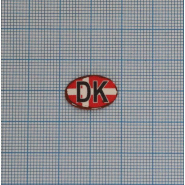 Ovalt DK skilt, emaljemrke
