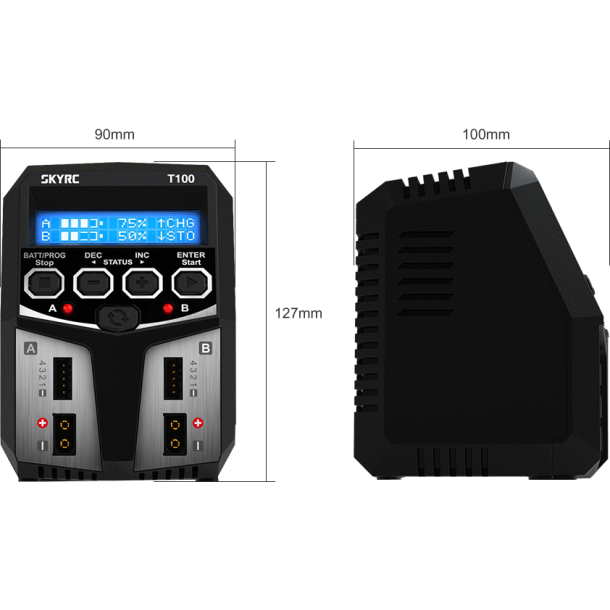SkyRC T100 DUAL LiPo/LiIon/LiFe/LiHV/NiMH/Pb 5A 2x50W 100-240 V