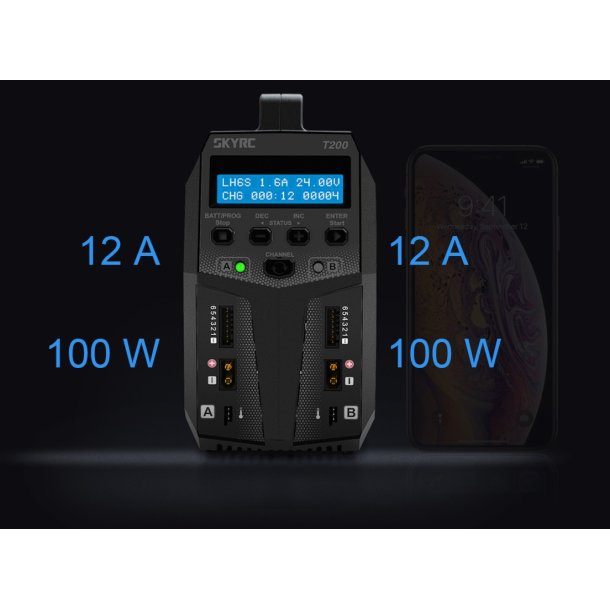 SkyRC T200 DUAL LiPo/LiIon/LiFe/LiHV/NiMH/Pb 12A 2x100W 100-240 V