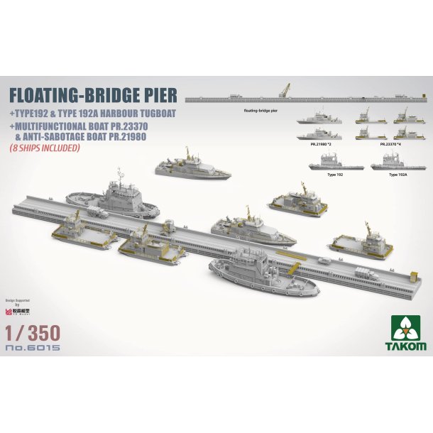 Floating Bridge Pier - inkl. 8 skibe, skala 1/350