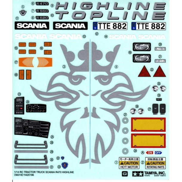 Autocollant Pare-brise Scania Pour Camion RC 1:14 / 1:16 (Tamiya, Wedico) - Réf. DECAL 013