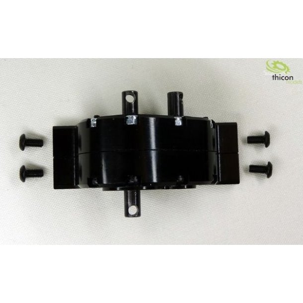 Overfrselsgearkasse 2:1 i sort aluminium, flad