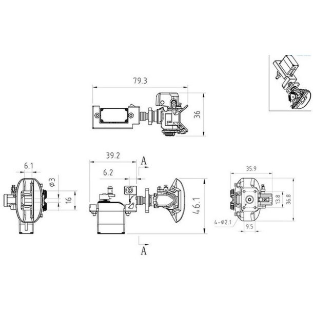 Trkkrog i messing med servoholder