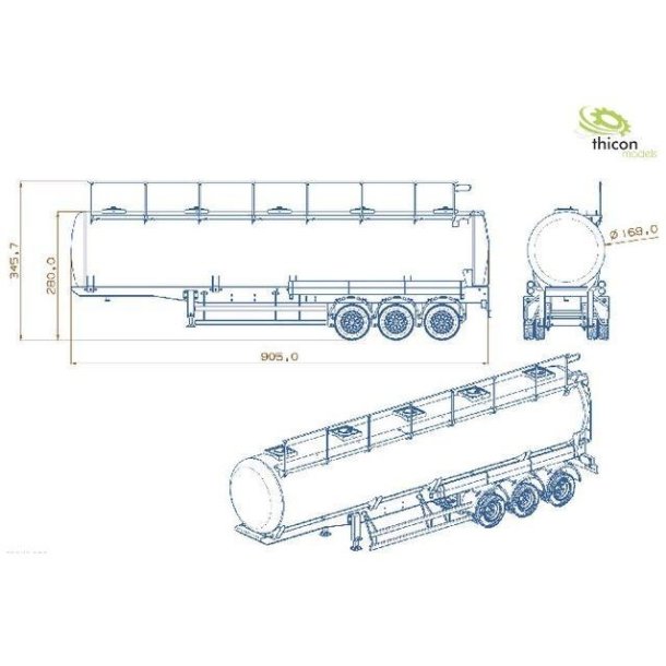 Tank-trailer 3-akslet, fabrikssamlet